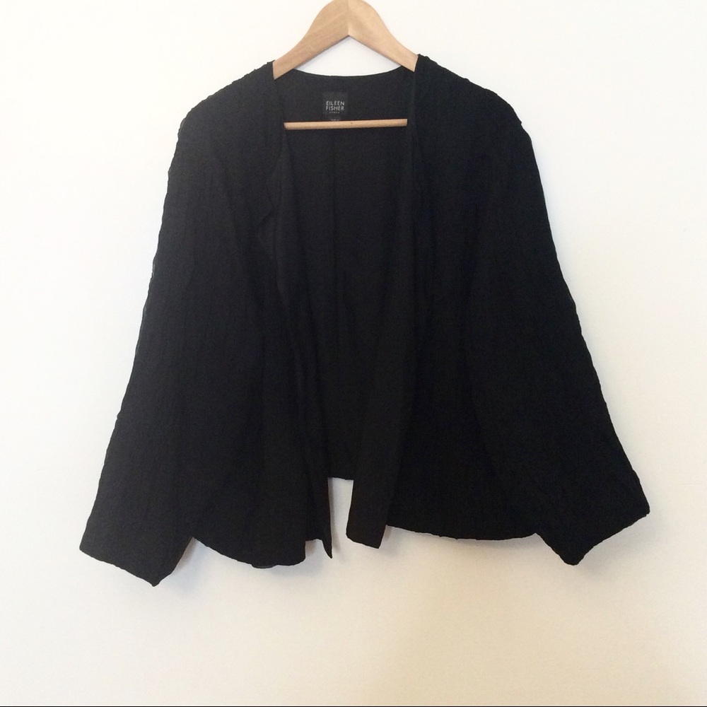 Eileen Fisher-Black Bolero-Jacket  100% Silk   3X